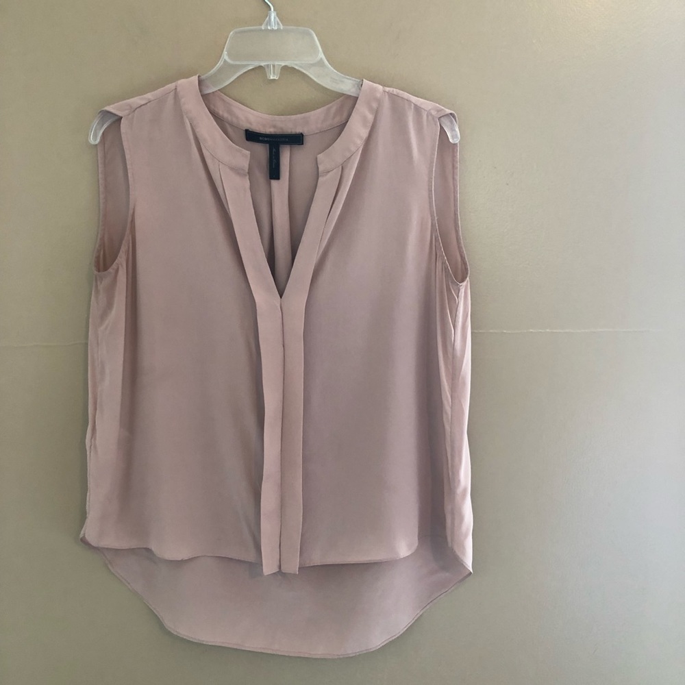 Blush Pink BCBGMaxAzria Silk Sleeveless Shirt L